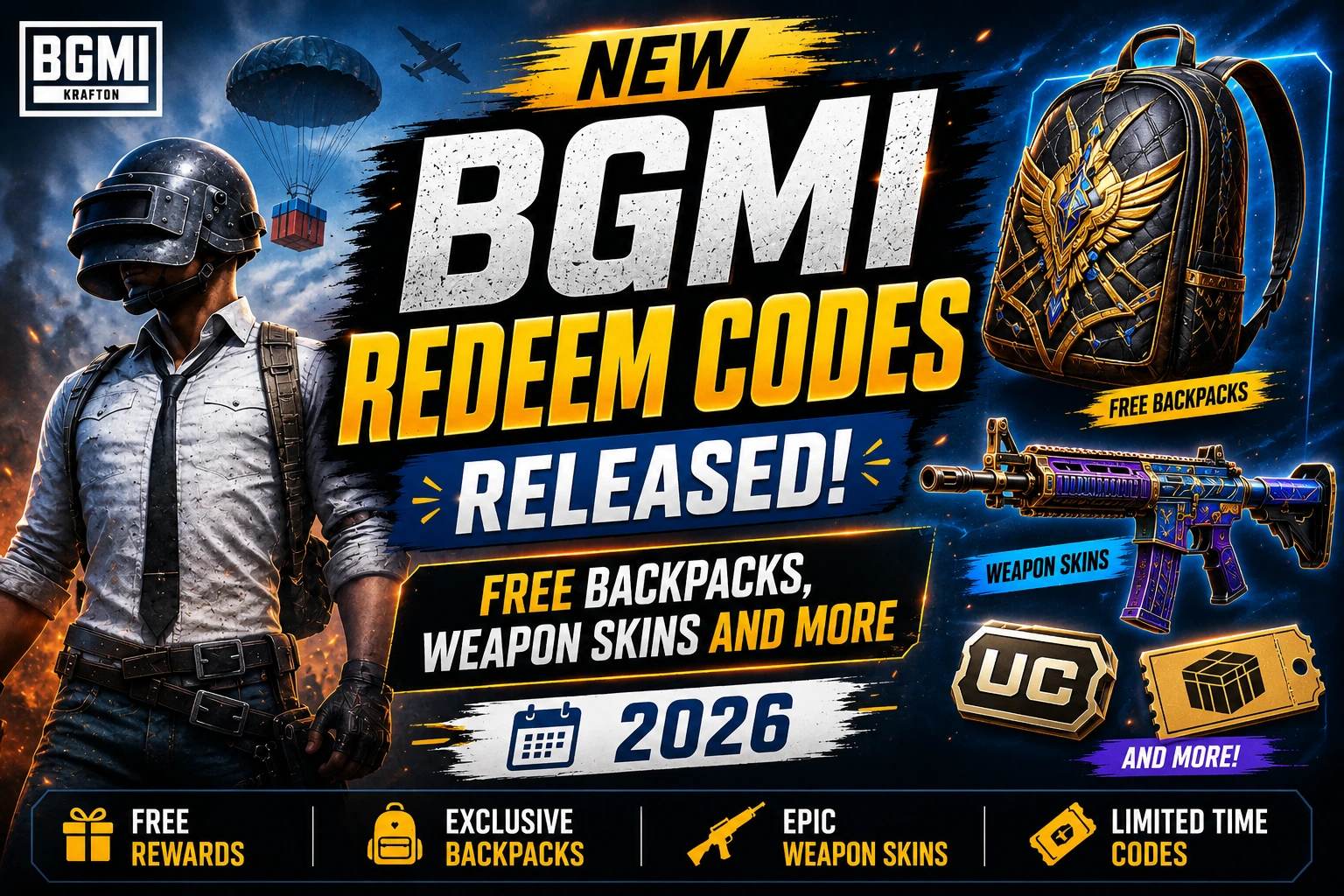 New BGMI Redeem Codes Released: Free Backpacks, Weapon Skins and More